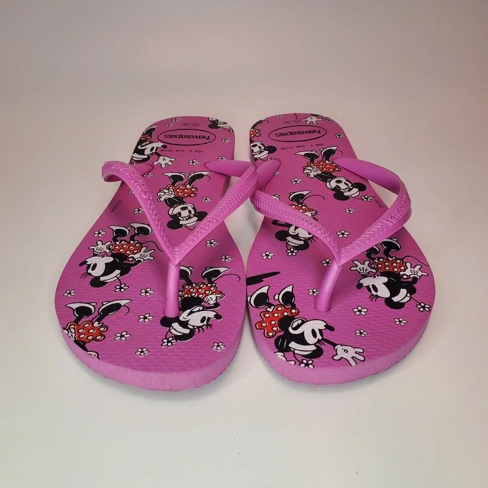 Havaianas Slim Disney Minnie Mouse Flip Flops Ice Pink Womens Size‎ 6 EUR 37/38